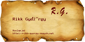 Rikk György névjegykártya